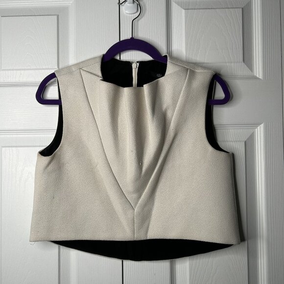 Tibi Cream Sleeveless Back Zip Crop Top Women's Size 4 - Picture 1 of 9